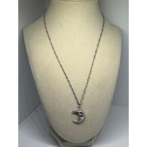 Boma Crescent Moon Face Sterling Silver Necklace 20"